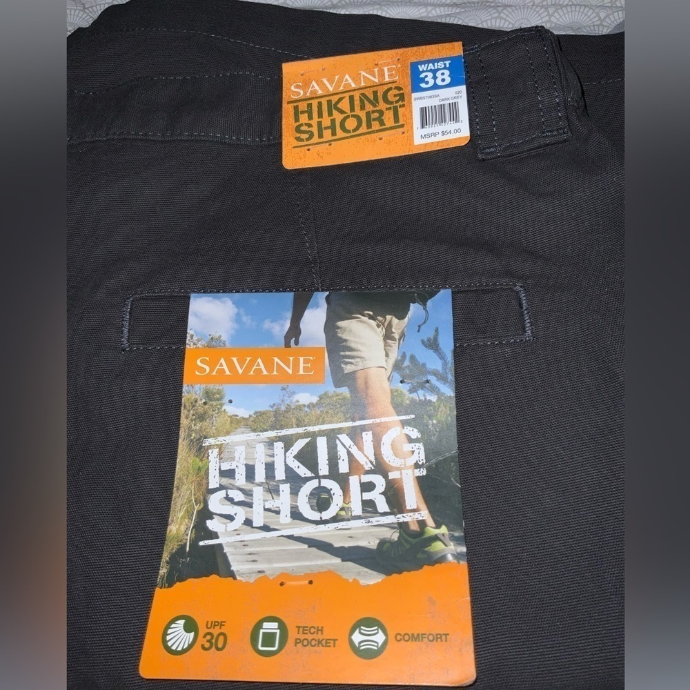 Savane Gray 8” Cargo Hiking Shorts Comfort Waist Tech Pocket Sun Protection 38 - Picture 9 of 11